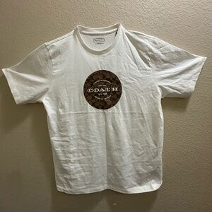 White Coach T-Shirt w/ Brown Logo